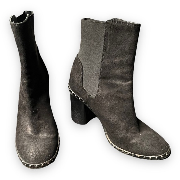 Rag and Bone Chelsea Boot Bootie Romi Black Suede High Heel 38.5 Size 8 - Picture 1 of 9